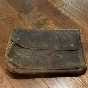 Vintage distressed full grain genuine leather laptop case/portfolio/documents